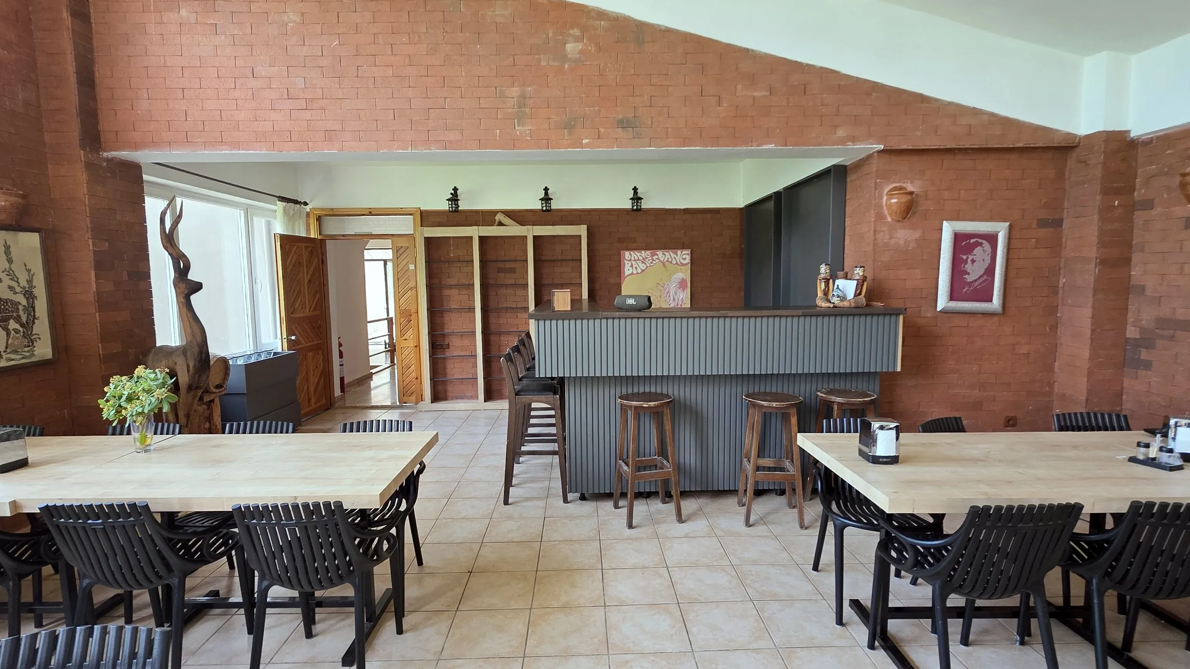The dining room and bar.
