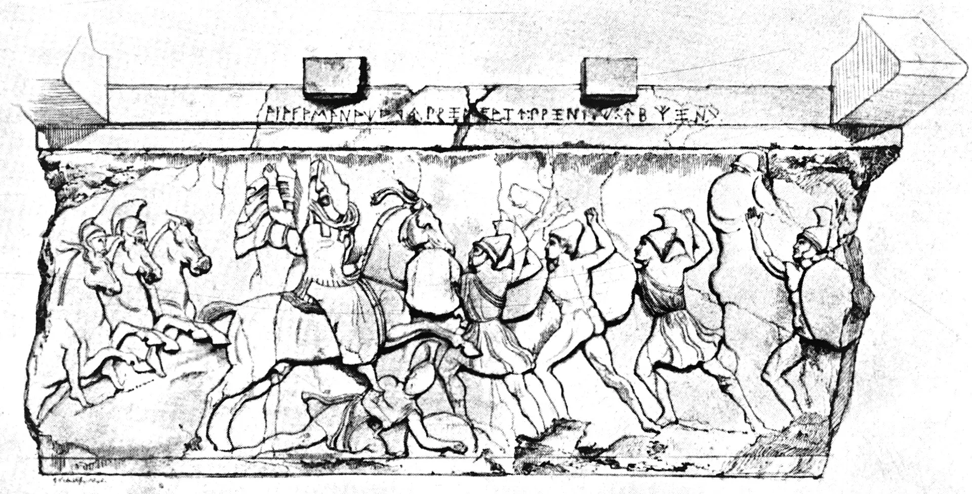 Relief from the tomb of Payava, Xanthos. Illustration from a British Museum catalogue.