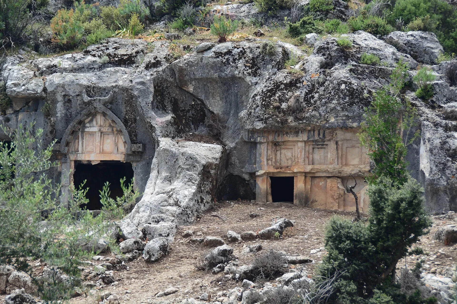 House tombs cut into the cliffs at Pinara.