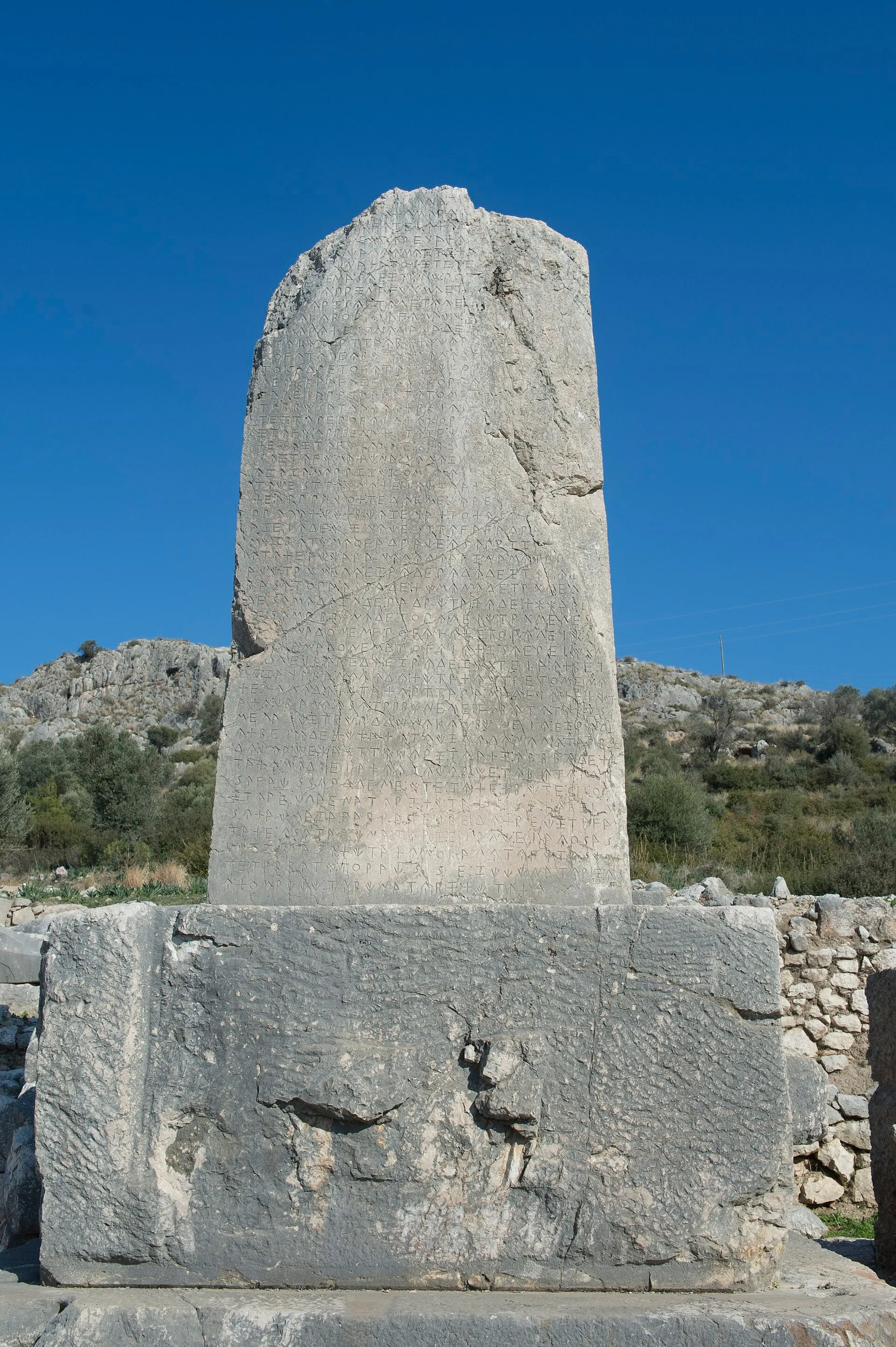 The Inscribed Pillar at Xanthos, with the longest Lycian text known.